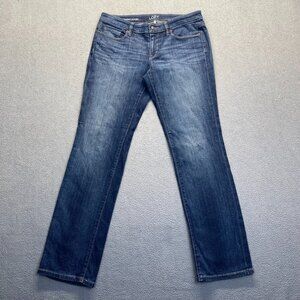 LOFT Ann Taylor Jeans Womens Mid Rise Dark Wash Denim Stretch Size 29/8 Straight